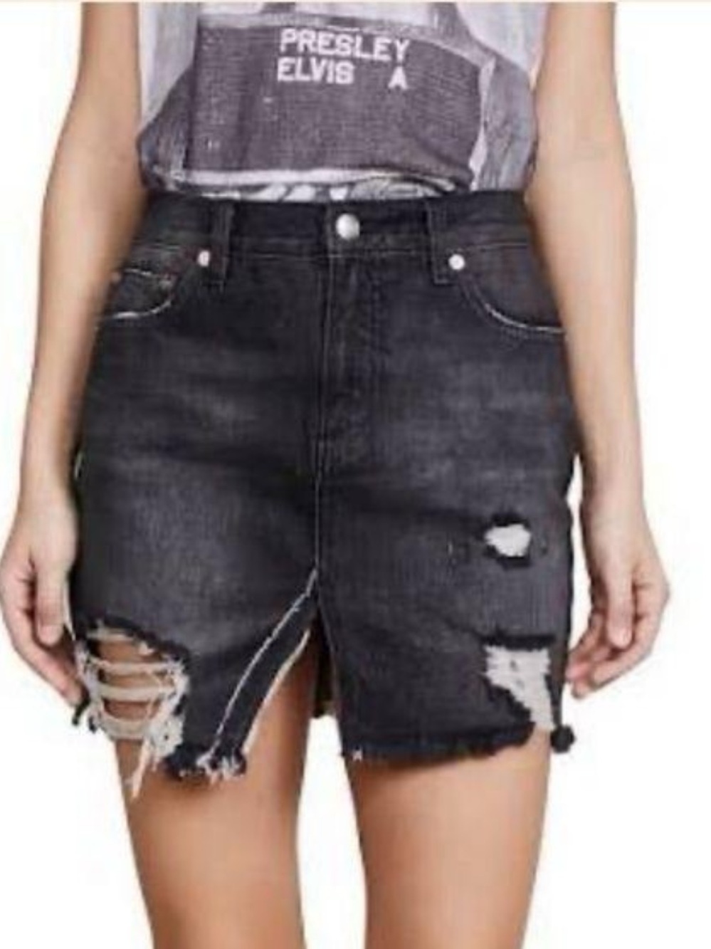 We The Free Charcoal Denim Skirt